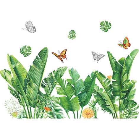 BEBUSINGOTO Ein Set Wandaufkleber Pflanzen Blumen Schmetterlinge, Wandaufkleber Sticker für Wohnzimmer Schlafzimmer Küche Badezimmer