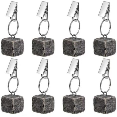 BEBUSINGOTO 8er-Pack Tischdeckengewichte, Hängesteine mit Metallclip, robuste Marmorwürfel-Aufhänger, Edelstahlclips für Dekoration, Outdoor, Picknick, Familienessen (1/5)