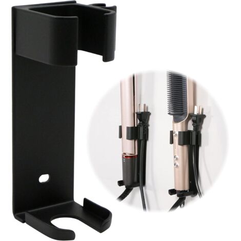 BEBUSINGOTO Wandmontierter Haarglätter-Halter-Organizer – Aluminium-Aufbewahrung mit Kabelführung und Aufkleber für Haarstyler, Hotelbadezimmer (1/5)