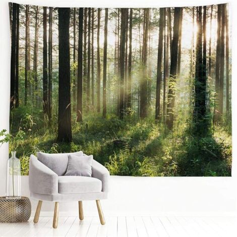BEBUSINGOTO Wandteppich mit Waldbäumen für Schlafzimmer und Wohnzimmer, 152,4 x 139,5 cm