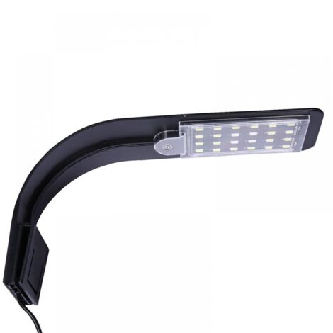 BEBUSINGOTO Ultrakleine LED-Lampe für kleine Aquarien, Mini-Klemmleuchte für Aquarien, mit 24 weißen LEDs, für Aquarien von 30-40 cm, 10 W (schwarz) (1/5)