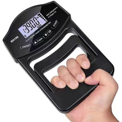 BEBUSINGOTO Digitales Handdynamometer – 180 kg – Intelligent und sensibel – Griffig – Großes LED-Display mit USB-Ladekabel – Schwarz (1/5)
