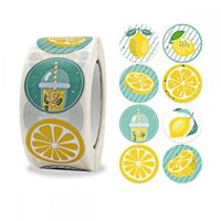 BEBUSINGOTO Zitronenaufkleber-Rolle, 2er-Pack, 2,5 cm, 8 Arten von Mustern, für Umschlagsiegel, Party-Dekoration, Geschenk
