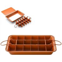 BEBUSINGOTO Antihaftbeschichtete quadratische Brownie-Pfanne mit flachem Boden und Trennwänden zum Backen im Ofen