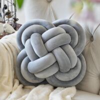 BEBUSINGOTO Dekoratives Samtkissen für Schlafsofa, 30,5 cm geknotetes quadratisches Bodenkissen (30,5 cm, hellgrau)