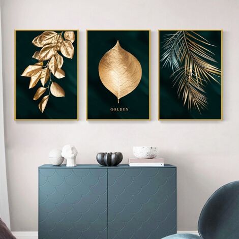 Quadro Su Tela Albero Della Vita Con Foglie Dorate – Stampa Autunnale 70x170cm Senza Cornice – AEXOIO – Arte Moderna Per Soggiorno E Ufficio