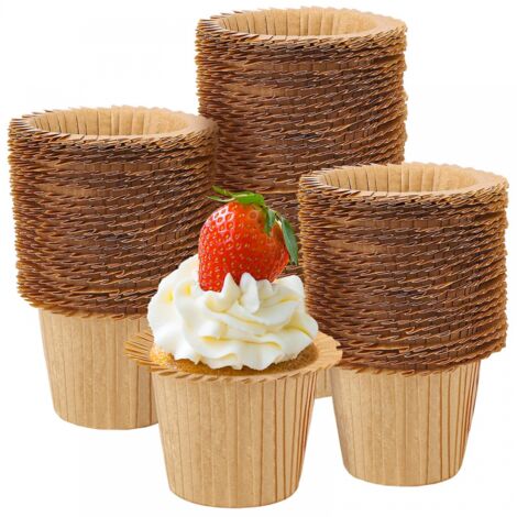 Sourcing Map 100 Pirottini Per Cupcake In Carta Oleata, Marrone, Dimensioni 6.5x5x4 Cm, Antiaderenti, Perfetti Per Muffin E Dolci, Feste E Regali