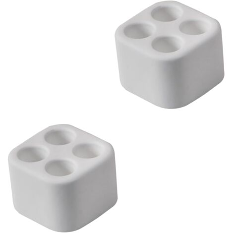 Set 8 Portaspazzolini In Ceramica – Mini Supporto Singolo Per Bagno, Casa E Ufficio (Grigio E Bianco, 4x3 Cm) - 3