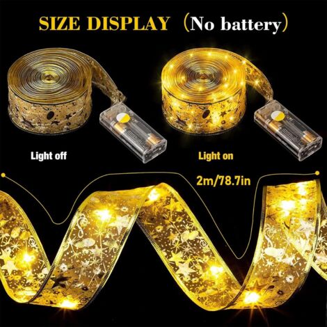 DUOJIN luminosa a nastro decorativa per albero di Natale, 5 m 50 LED per batteria AA alimentata, Luci da fata dorata per decorazione di festa di Natale di Halloween del Ringraziamento