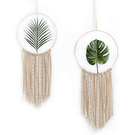 Arazzo Da Parete Boho Macramè A Forma Di Luna – Fatto A Mano In Cotone Con Luci E Ciondolo Stella – Decorazione Per Soggiorno, Camera, Matrimonio - 2
