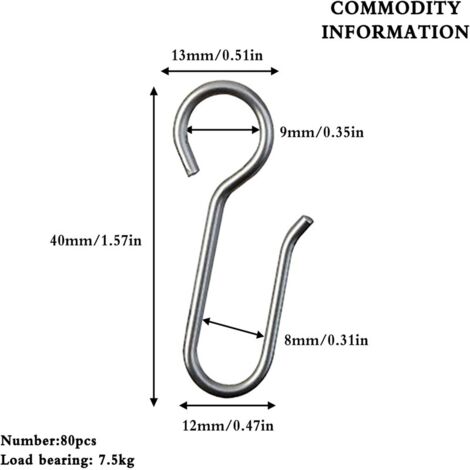 Ganci for appendere tende in metallo, acciaio inossidabile, 20
