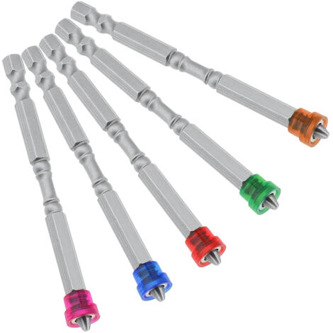 BEBUSINGOTO puntas de destornillador PH2 de cabeza cruzada magnéticas con vástago hexagonal, acero S2, 100 mm, antideslizantes. (1/5)