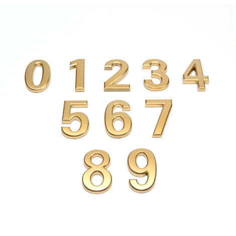 BEBUSINGOTO Número de puerta 3D - 70 CM - Plástico premium cepillado - Efecto DORADO brillante - Adhesivo extra fuerte - Número de puerta, calle, casa