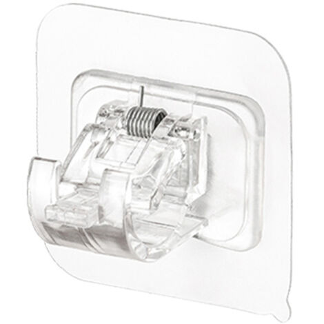 BEBUSINGOTO Paquete de 8 soportes para barra de cortina sin taladro. Ganchos autoadhesivos para barra de cortina, transparentes, 6 x 6 cm (1/4)