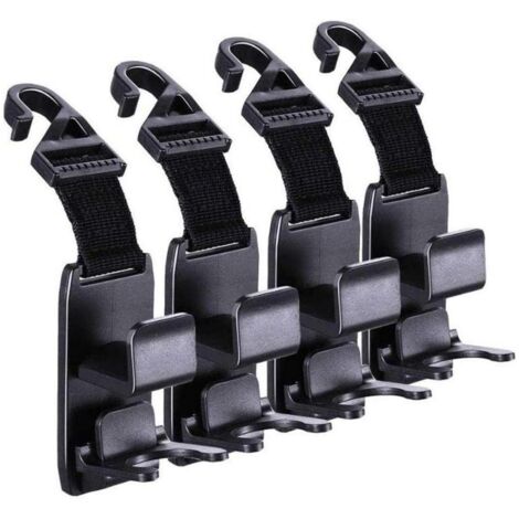 BEBUSINGOTO Ganchos mágicos para reposacabezas de coche, soporte para bolso, color negro, paquete de 4 (1/5)
