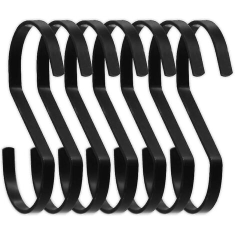 BEBUSINGOTO Toallero de 4 pulgadas, ganchos planos en forma de S, de acero inoxidable resistente, color negro mediano