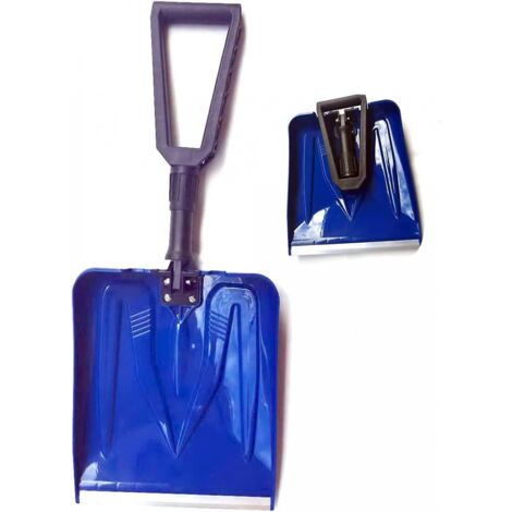 BEBUSINGOTO Pala de nieve retráctil para coche, pala plegable para jardín, herramientas de supervivencia (azul)