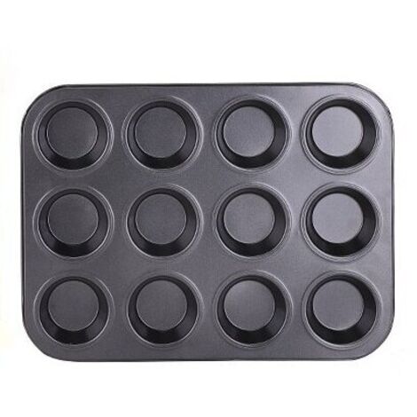 BEBUSINGOTO Moldes redondos antiadherentes para muffins de acero al carbono (juego de 1), color gris (1/5)