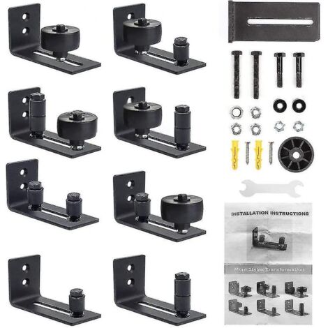 BEBUSINGOTO Guía de suelo para puerta corredera Guía de rodillos de suelo ajustable con tornillos, 8 variaciones posibles para todas las puertas correderas, perfecto para todas las puertas correderas