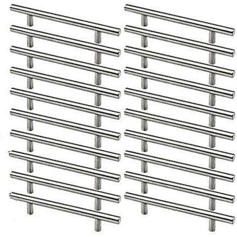 BEBUSINGOTO 20 tiradores de acero inoxidable para armario de cocina, con espacio entre orificios de 128 mm, tiradores en T de acero cepillado para puerta de armario. (1/5)