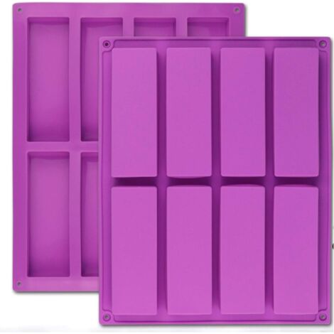 BEBUSINGOTO Paquete de 2 moldes rectangulares grandes de silicona de 8 cavidades para barras de granola, barras nutritivas y barras de cereales (1/5)