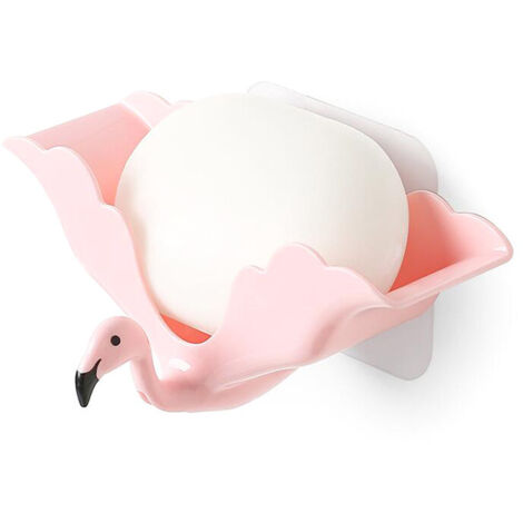 BEBUSINGOTO Jabonera con forma de flamenco, soporte para jabón de pared, para baño (rosa), 1 unidad (1/5)