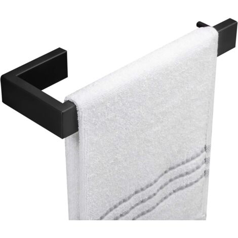 BEBUSINGOTO Toallero de pared para baño, barra de acero inoxidable negro mate, 1 unidad (1/5)