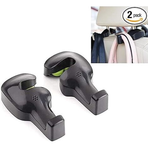 BEBUSINGOTO Gancho universal para reposacabezas de asiento trasero de coche, para bolsos, carteras, comestibles y ropa (negro, paquete de 2) (1/5)
