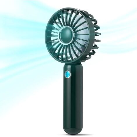 BEBUSINGOTO Mini ventilador de bolsillo, portátil, recargable por USB, a pilas, 3 velocidades ajustables, para casa, oficina, interior, exterior y viajes, verde oscuro (1/5)
