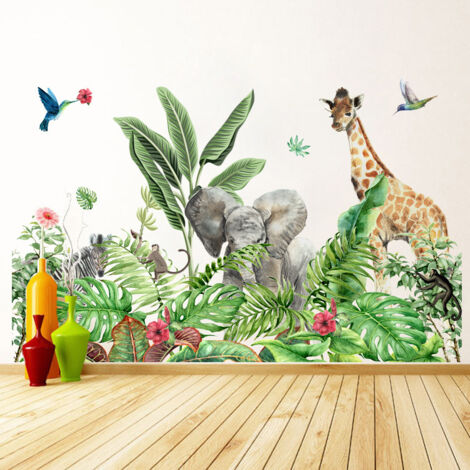 BEBUSINGOTO Un conjunto de pegatinas de pared de animales y plantas, pegatinas de pared para decoración de dormitorio, sala de estar y oficina. (1/5)