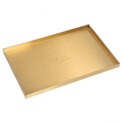BEBUSINGOTO Bandeja rectangular de metal chapado en oro para exhibición de cosméticos y joyas, de acero inoxidable. (1/5)