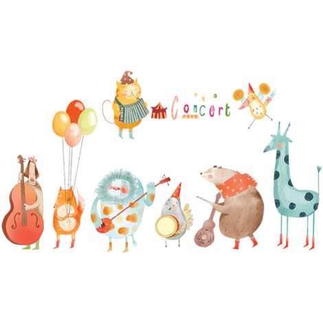 BEBUSINGOTO pegatina de pared con diseño de animales de concierto para habitación de bebé, decoración para dormitorio infantil, guardería infantil. (1/5)