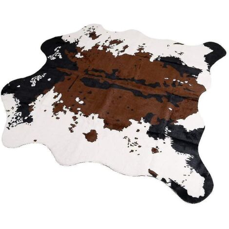 BEBUSINGOTO Alfombra de piel sintética con estampado de vaca, 140 x 160 cm, bonita alfombra con estampado animal de vaca sintética para decoración del hogar, debajo de la mesa de centro, habitación in (1/5)