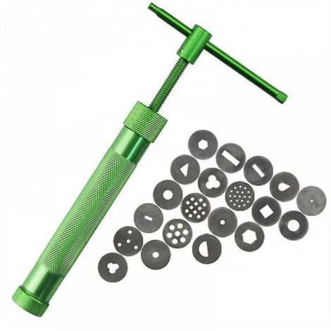 BEBUSINGOTO Extrusora de arcilla, extrusora de fondant con 20 discos, extrusora de pasta de azúcar, juego de herramientas para decoración de pasteles (1 juego) (1/5)