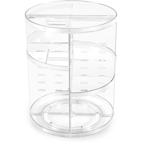 BEBUSINGOTO Organizador de maquillaje, caja grande con rotación de 360 grados para cosméticos y productos de cuidado de la piel, ideal para guardar joyas y perfumes (transparente) (1/5)