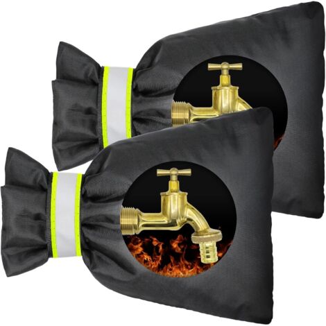 BEBUSINGOTO Paquete de 2 fundas para grifos de exterior para invierno (23 cm de alto x 18 cm de ancho), fundas para grifos de jardín para protección contra la congelación, reutilizables, impermeables (1/5)
