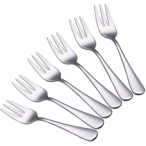 BEBUSINGOTO Tenedores de postre, 6 piezas de acero inoxidable, tenedores para pastel y ensalada. (1/5)