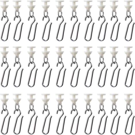 BEBUSINGOTO 30 ganchos deslizantes para riel de cortina con 30 ganchos metálicos para cortina decorativa (beige)