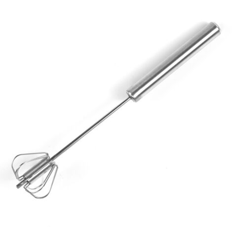 BEBUSINGOTO 1 batidor de huevos de acero inoxidable, batidor manual de cocina, batidora giratoria, batidor de huevos, 30 cm (1/5)