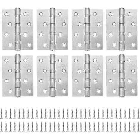 BEBUSINGOTO Paquete de 8 bisagras de acero inoxidable de 10 cm para puerta, bisagras de bola de acero de 4 vías, bisagras de puerta con rodamiento de bolas (1/4)