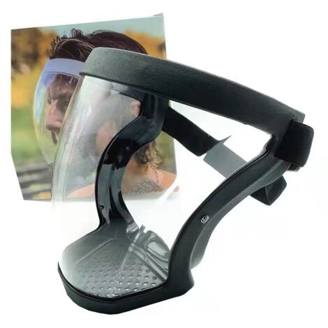 BEBUSINGOTO 1 x Protector facial súper protector, máscara antivaho, protector facial transparente para adultos, protector facial de plástico (negro).