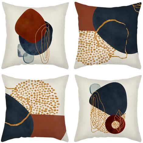 BEBUSINGOTO Juego de 4 fundas de cojín de 45 x 45 cm, decorativas, con estampado abstracto para sofá, sala de estar y dormitorio.