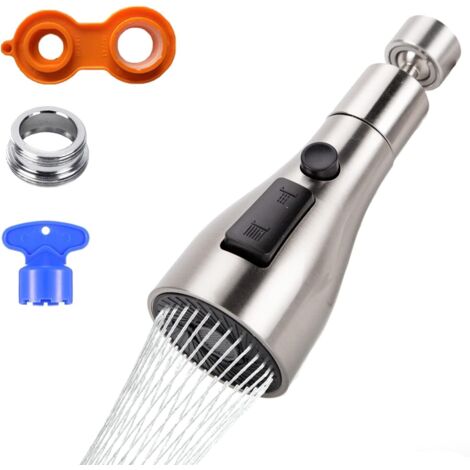 BEBUSINGOTO Aireador de grifo giratorio de 360° FM22/M24, cabezal rociador de grifo de cocina de 3 modos, adaptador de ducha de cocina, boquilla aireadora de grifo de cocina, rociador de grifo de coci (1/5)