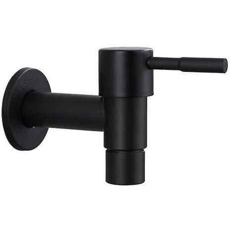BEBUSINGOTO Grifo de acero inoxidable negro para exterior, para jardín, montado en la pared, para baño, lavadora, bañera, inodoro, fregona, piscina (fregona de lavado) (1/4)