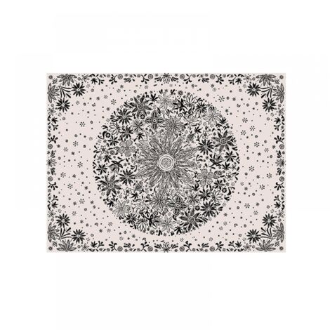 BEBUSINGOTO Tapiz de pared bohemio, tapiz floral beige y blanco con medallón de margaritas y lunares, decoración hippie bohemia para el dormitorio, 95 x 73 cm