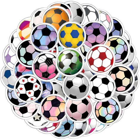 BEBUSINGOTO 120 pegatinas de fútbol impermeables para botellas de agua, portátiles, coches, maletas, móviles y monopatines. (1/5)