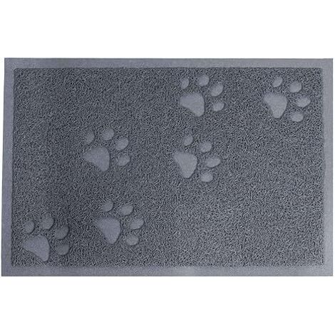 BEBUSINGOTO paquete de alfombrilla para bandeja sanitaria para gatos, con base antideslizante, control de dispersión, fácil de limpiar, resistente al agua, suave para las patas (15.75" x 11.75", gris)