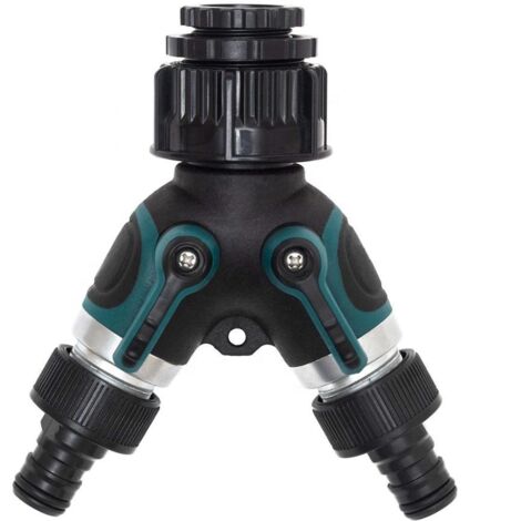 BEBUSINGOTO Divisor de manguera, conector de grifo de jardín de 2 vías, conector de grifo exterior de latón con doble válvula tipo Y, divisor de agua, conector adaptador de grifo con 2 conectores (1/5)