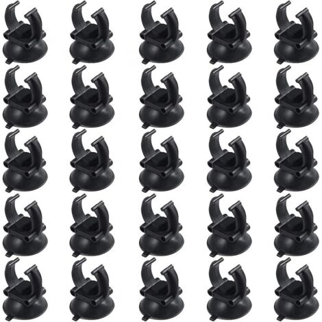 BEBUSINGOTO 25 soportes para tubos de succión para acuarios, abrazaderas de plástico PVC negro para ventosas de acuarios. (1/5)