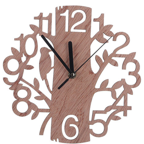 BEBUSINGOTO reloj de pared de madera con diseño de pájaro, reloj decorativo de pared natural, reloj colgante creativo.